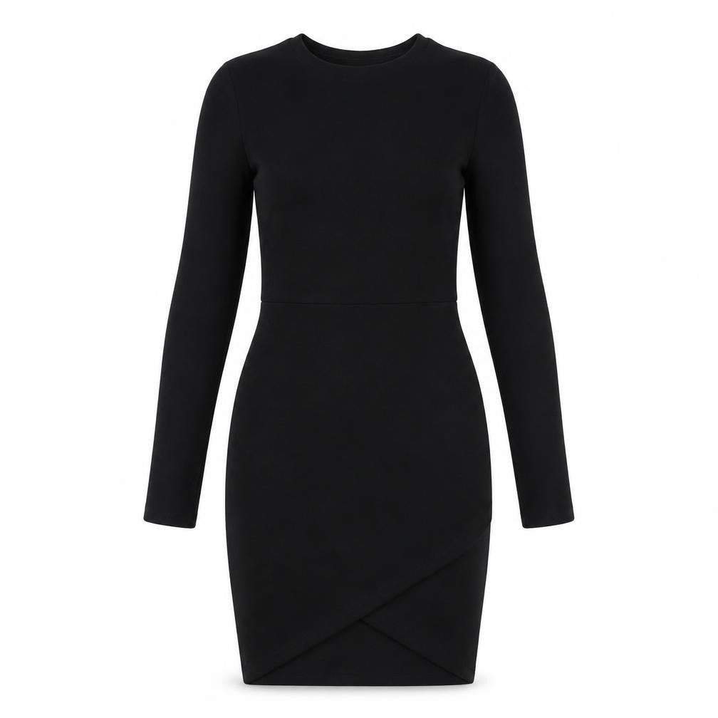 PRETTYLITTLETHING Womens Black Polyester Bodycon Size 8 Round Neck Pullover