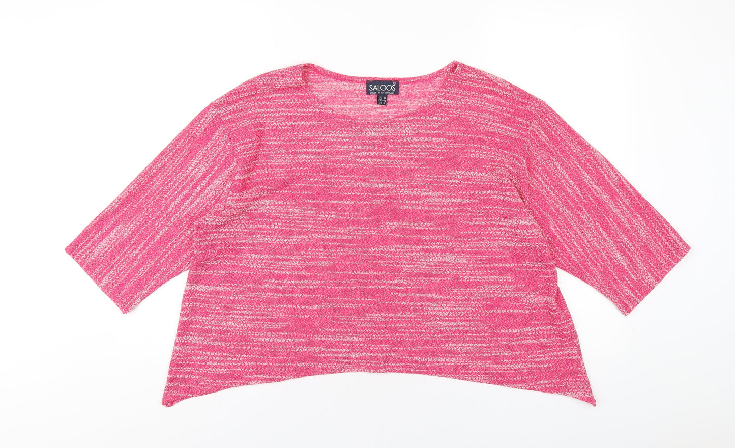 Saloos Womens Pink Polyester Basic T-Shirt Size 14 Round Neck
