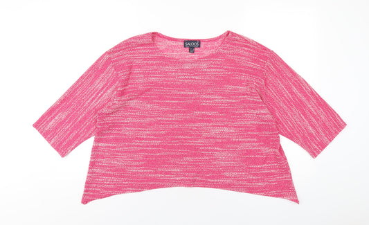Saloos Womens Pink Polyester Basic T-Shirt Size 14 Round Neck