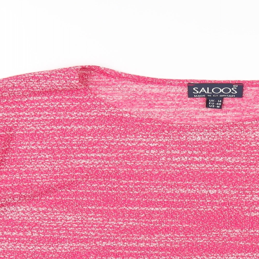 Saloos Womens Pink Polyester Basic T-Shirt Size 14 Round Neck