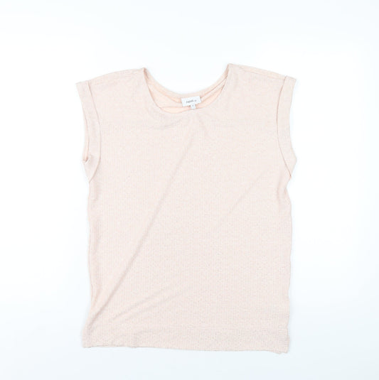 NEXT Womens Pink Polyester Basic T-Shirt Size 6 Round Neck