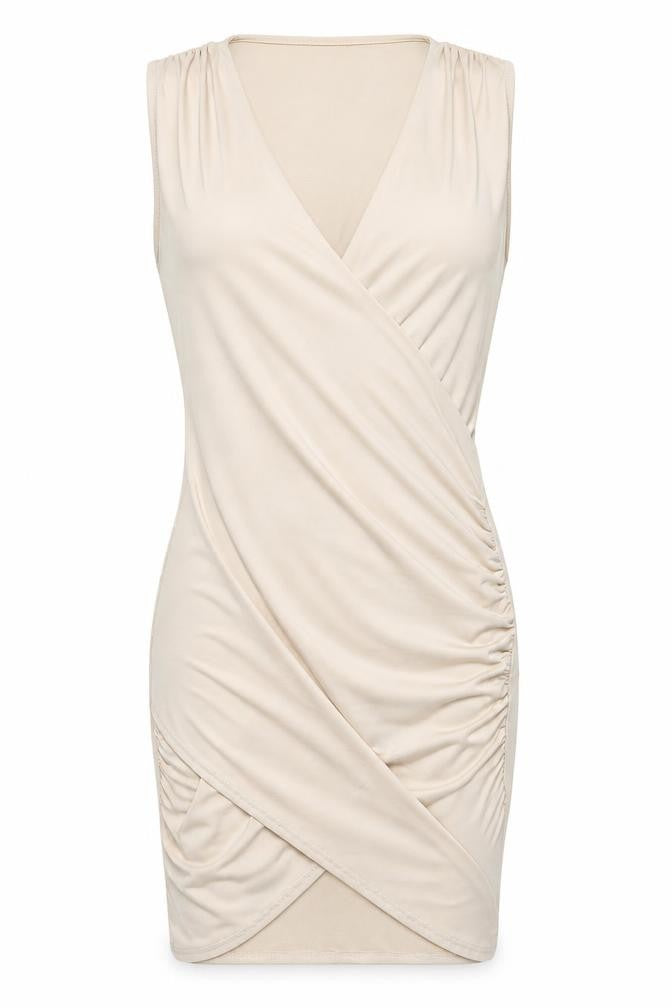 Missguided Womens Beige Polyester Bodycon Size 8 V-Neck Pullover