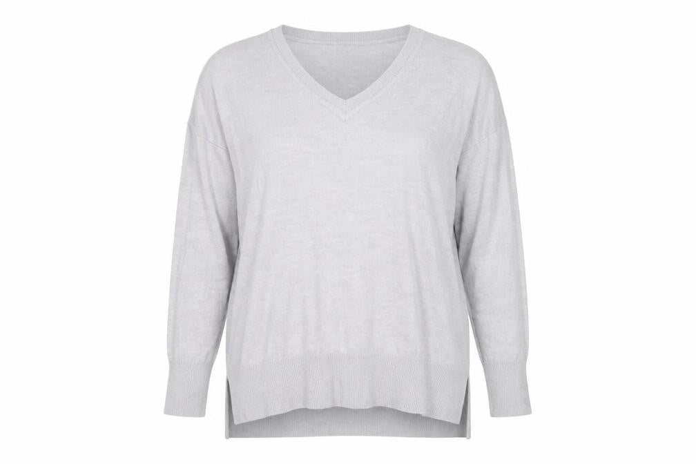 Dorothy Perkins Womens Grey V-Neck Acrylic Pullover Jumper Size 14
