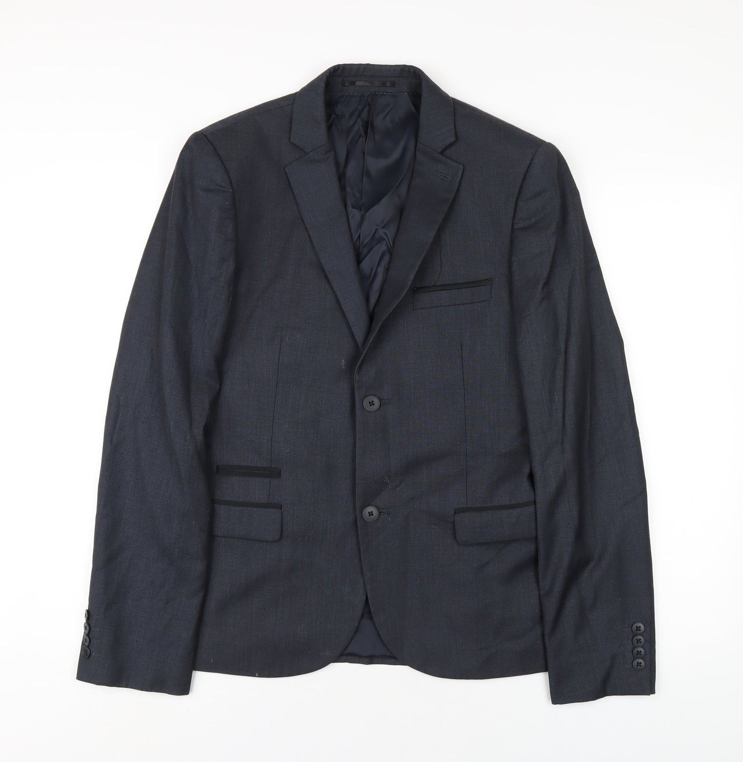 Topman Mens Grey Polyacrylate Fibre Jacket Blazer Size 38 Regular