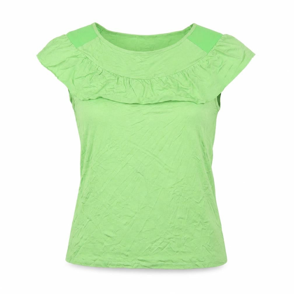 Klass Womens Green Viscose Basic T-Shirt Size M Round Neck