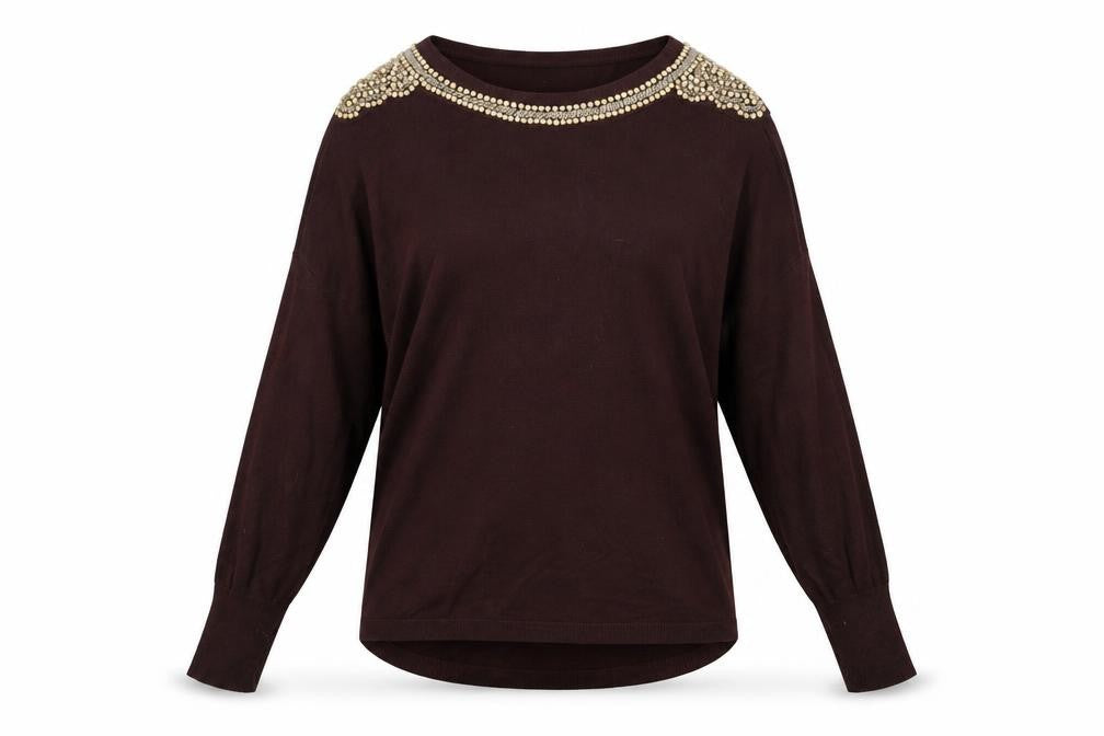 Oasis Womens Purple Round Neck Viscose Pullover Jumper Size S
