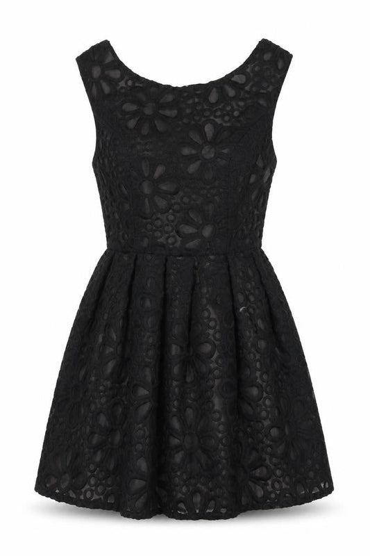 Topshop Womens Black Nylon A-Line Size 8 Round Neck Zip
