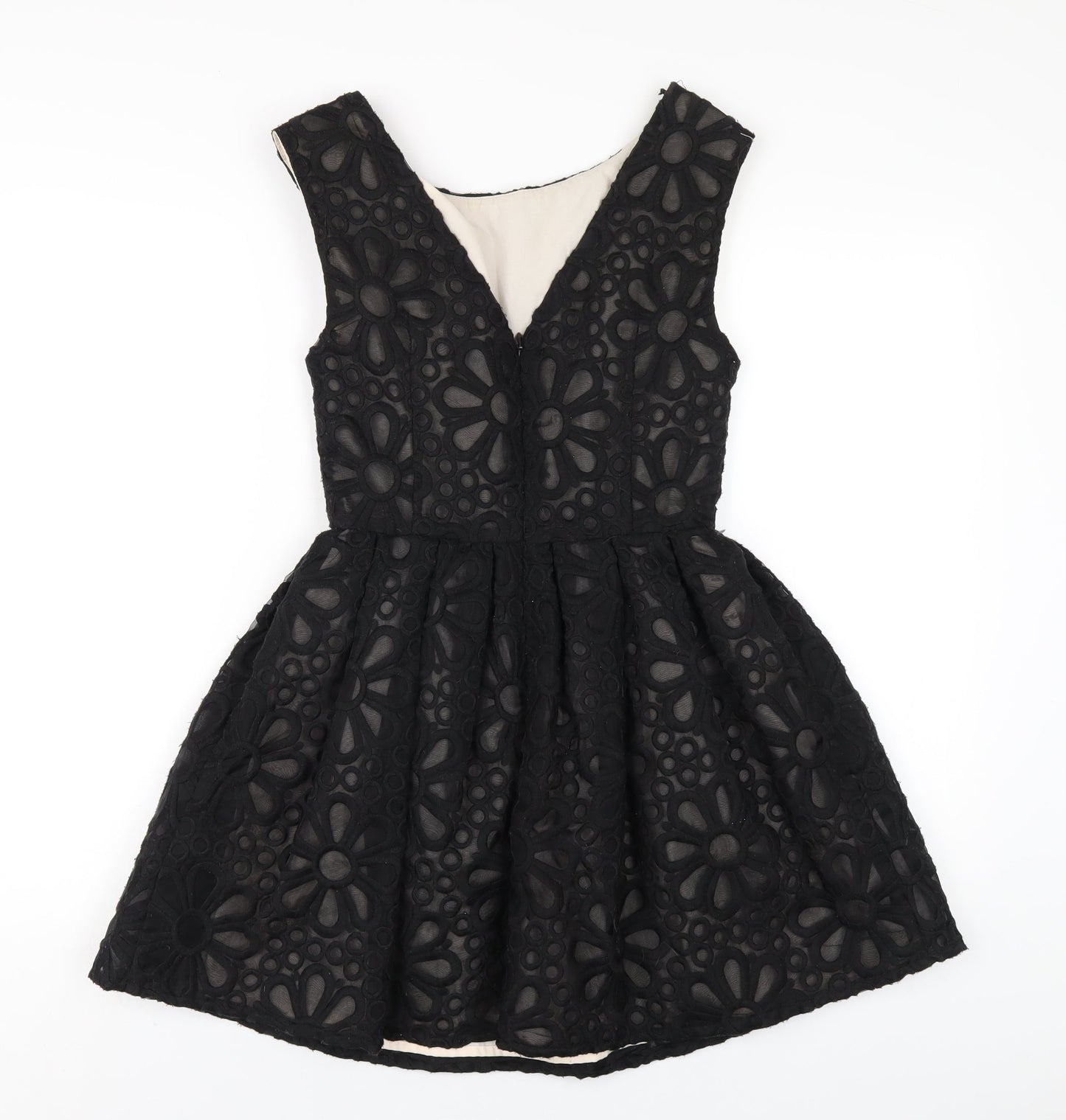 Topshop Womens Black Nylon A-Line Size 8 Round Neck Zip