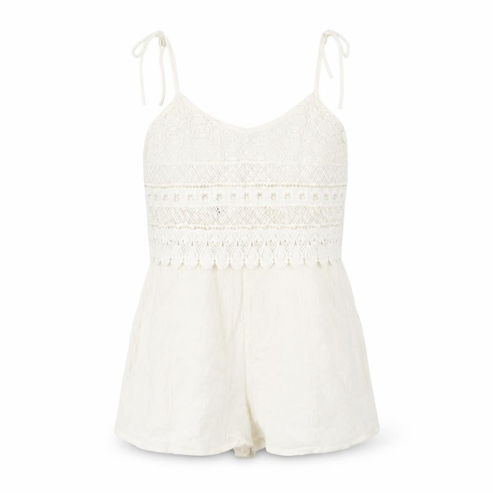 Topshop Womens Ivory Cotton Playsuit One-Piece Size 8 Pullover
