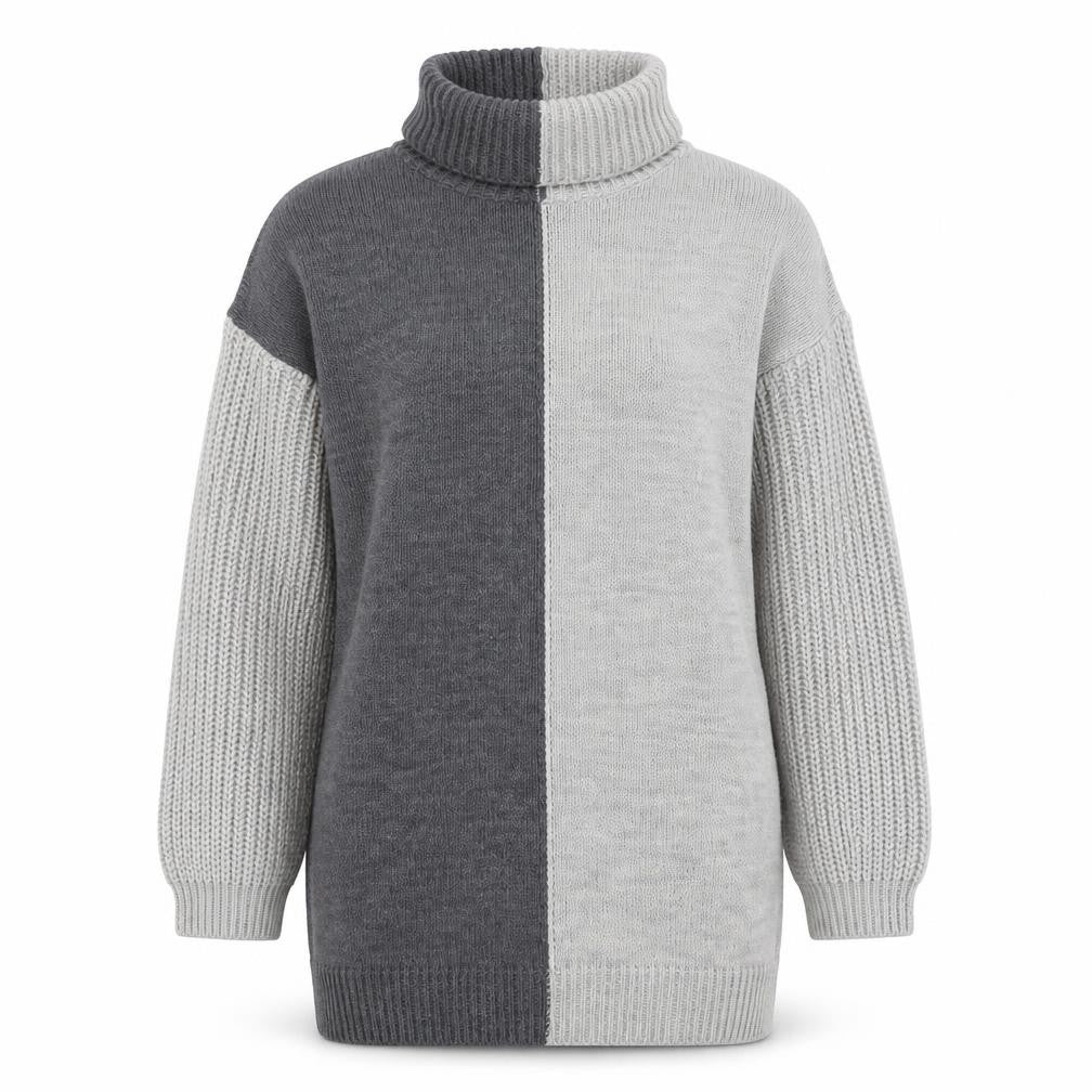 PRETTYLITTLETHING Womens Grey Acrylic Jumper Dress Size S Roll Neck Pullover