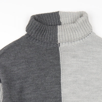 PRETTYLITTLETHING Womens Grey Acrylic Jumper Dress Size S Roll Neck Pullover