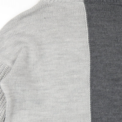 PRETTYLITTLETHING Womens Grey Acrylic Jumper Dress Size S Roll Neck Pullover