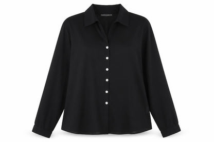 Jessica Holbrook Womens Black Polyester Basic Button-Up Size XL Collared