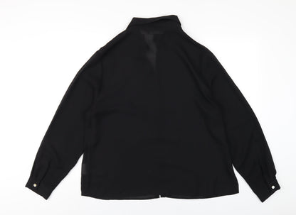 Jessica Holbrook Womens Black Polyester Basic Button-Up Size XL Collared