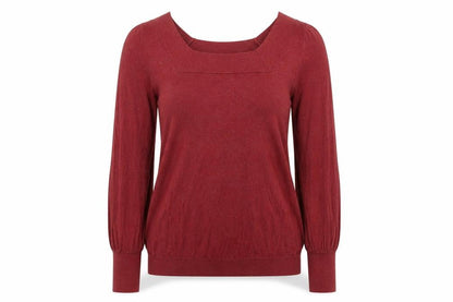 Dorothy Perkins Womens Red Square Neck Cotton Pullover Jumper Size 12