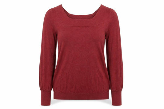 Dorothy Perkins Womens Red Square Neck Cotton Pullover Jumper Size 12