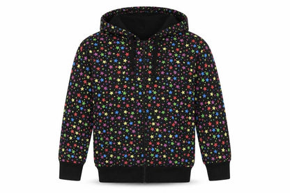 Bubbles Girls Black Geometric Cotton Full Zip Hoodie Size 8 Years Zip