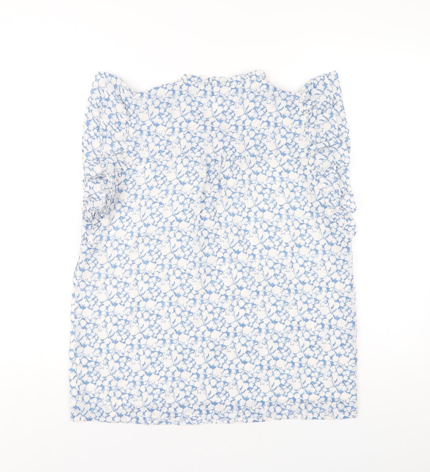 Majolica Womens Blue Geometric Polyester Basic Blouse Size M V-Neck