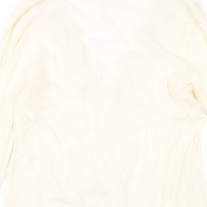 H&M Womens Ivory Viscose Basic T-Shirt Size 8 V-Neck