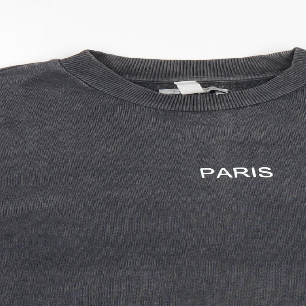 Topshop Womens Grey Cotton Pullover Sweatshirt Size 4 Pullover