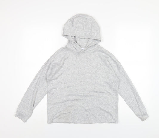 Marks and Spencer Girls Grey Vinyl Pullover Hoodie Size 10-11 Years Pullover
