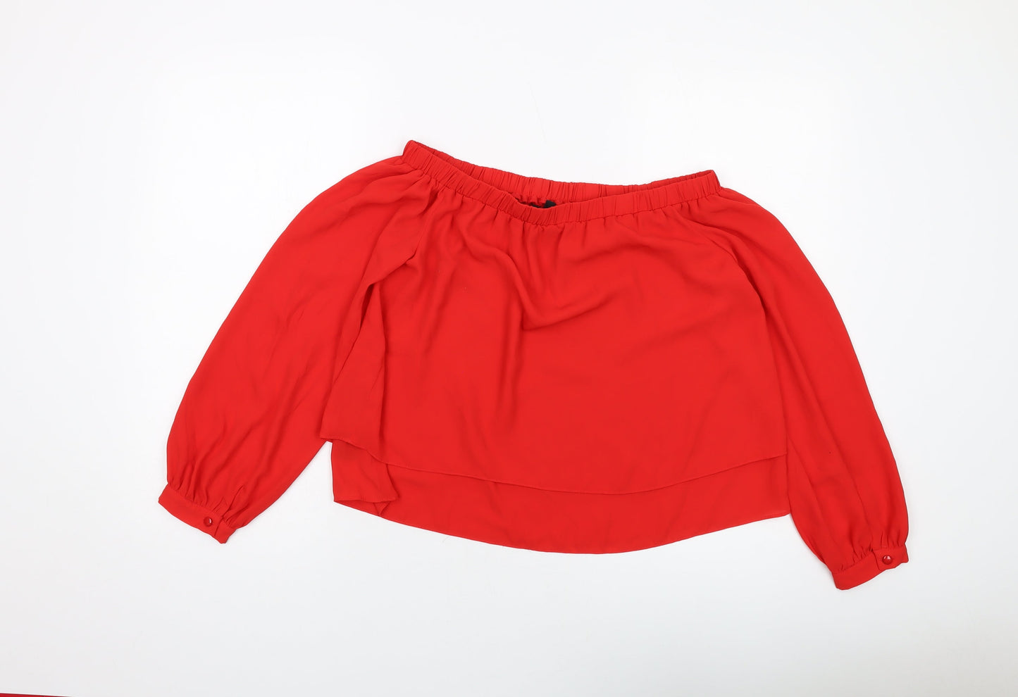 ASOS Womens Red Polyester Basic Blouse Size 10 Square Neck