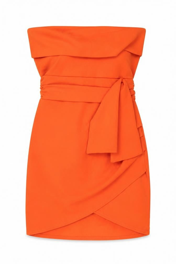 PRETTYLITTLETHING Womens Orange Polyester Mini Size 10 Square Neck Pullover