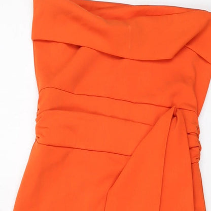 PRETTYLITTLETHING Womens Orange Polyester Mini Size 10 Square Neck Pullover