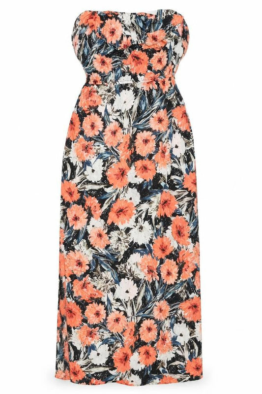 Miss Selfridge Womens Multicoloured Floral Viscose Maxi Size 10 Square Neck Pullover