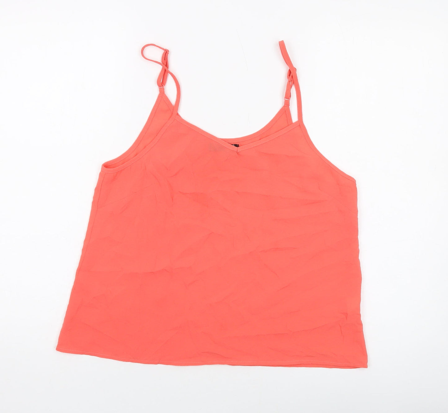 Select Womens Orange Polyester Basic Tank Size 14 V-Neck