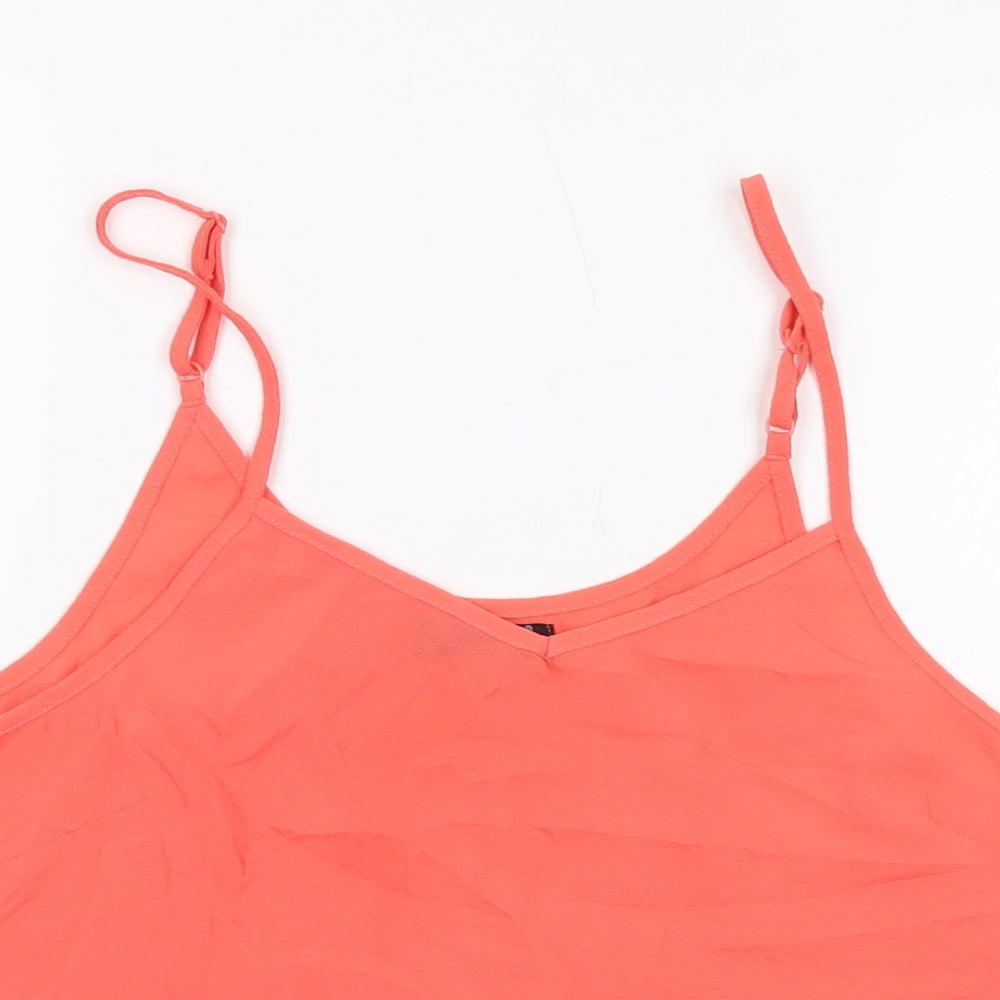 Select Womens Orange Polyester Basic Tank Size 14 V-Neck