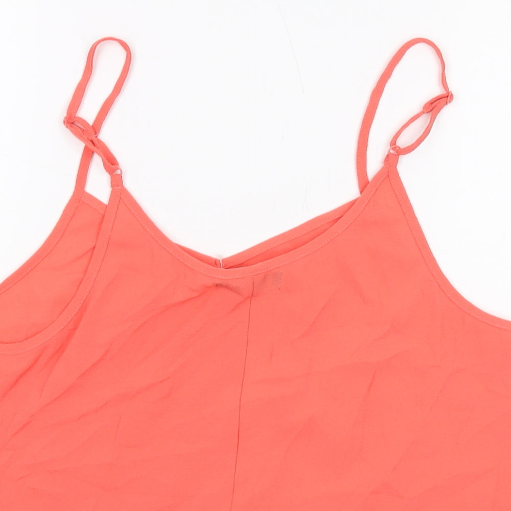 Select Womens Orange Polyester Basic Tank Size 14 V-Neck