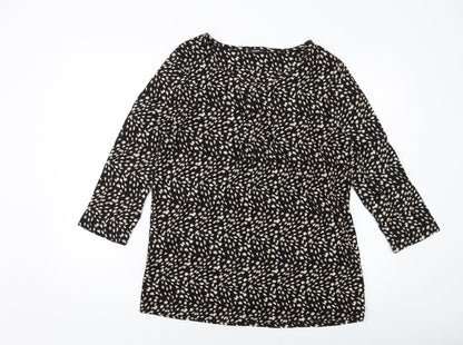 Additional front view of Roman women’s black geometric polyester basic blouse, size UK 14, round neck