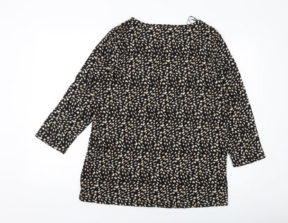 Back view of Roman women’s black geometric polyester basic blouse, size UK 14, round neck