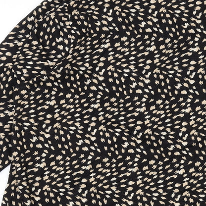 Brand and care label for Roman women’s black geometric polyester basic blouse, size UK 14, round neck