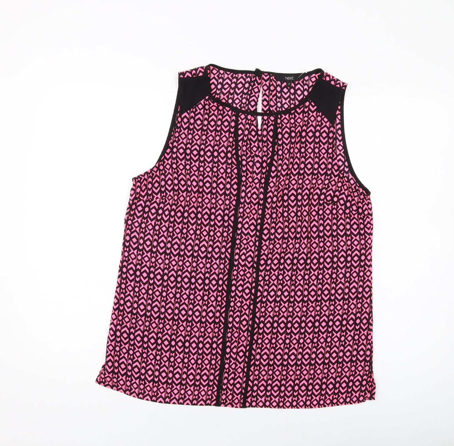 NEXT Womens Pink Geometric Polyester Basic Tank Size 14 Round Neck