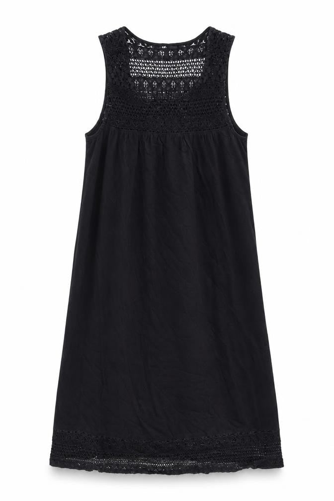 H&M Womens Black Cotton Tank Dress Size M Round Neck Pullover