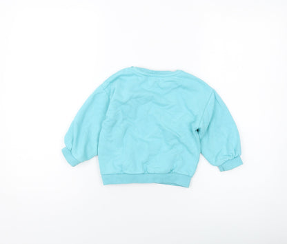 Marks & Spencer Girls Blue Cotton Pullover Sweatshirt Size 2-3 Years Pullover