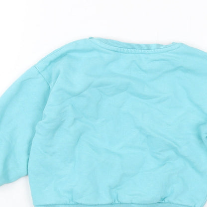 Marks & Spencer Girls Blue Cotton Pullover Sweatshirt Size 2-3 Years Pullover
