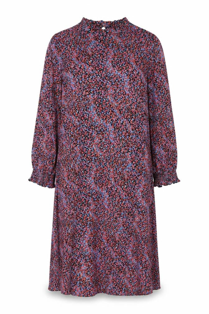 M&Co Womens Multicoloured Floral Polyester A-Line Size 12 Mock Neck Button