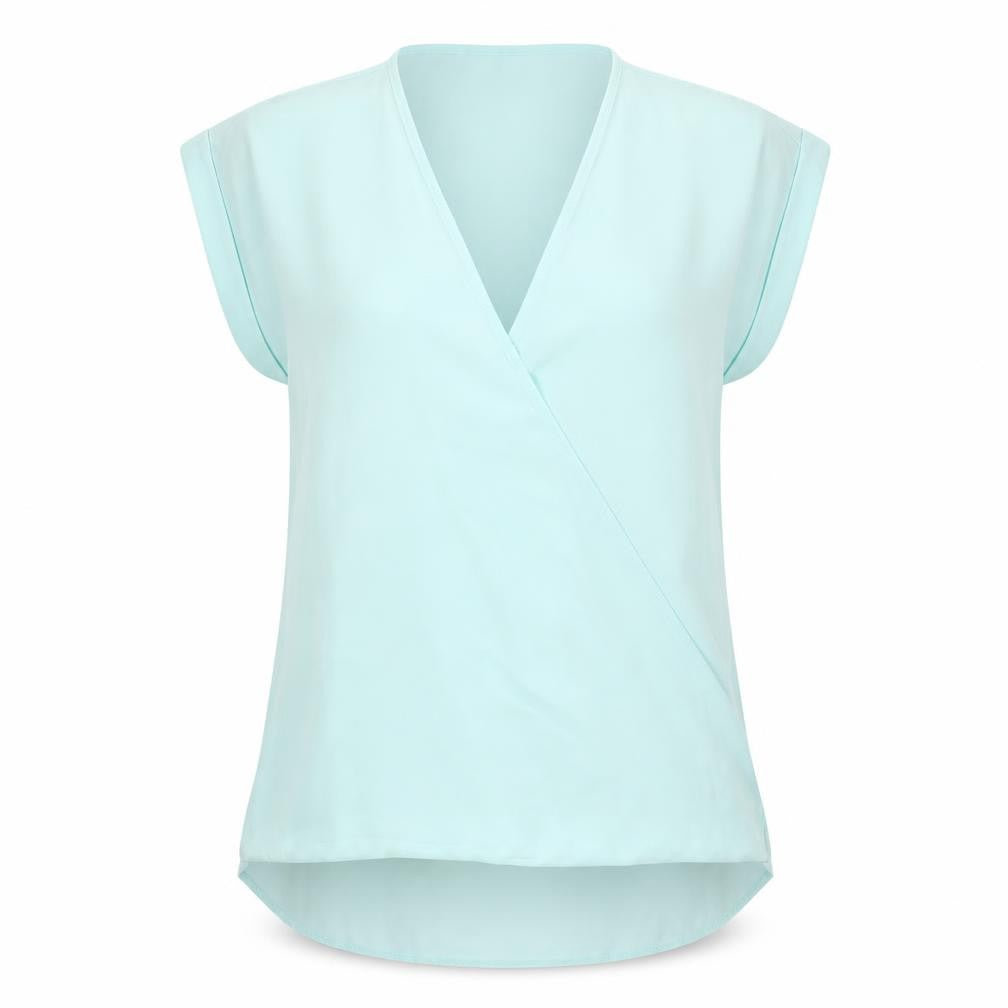 Selecxt Womens Blue Polyester Basic T-Shirt Size 12 V-Neck