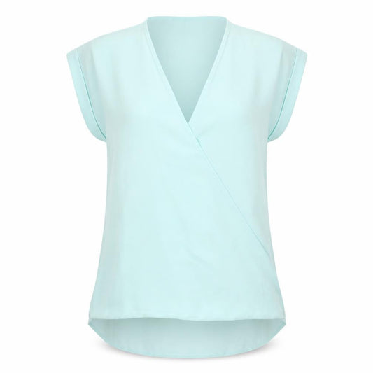 Selecxt Womens Blue Polyester Basic T-Shirt Size 12 V-Neck