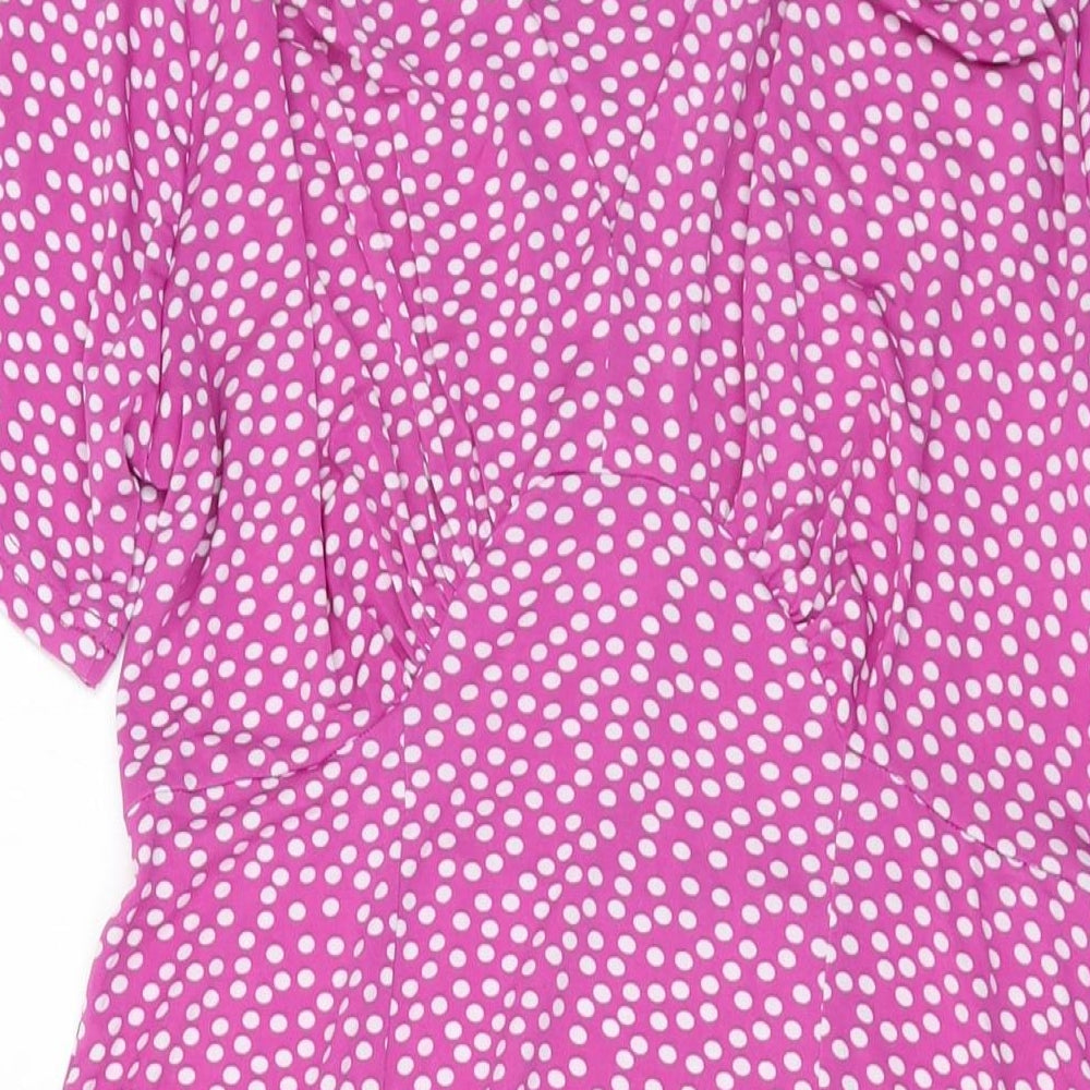 Amber Womens Purple Polka Dot Polyester A-Line Size 12 Round Neck Pullover