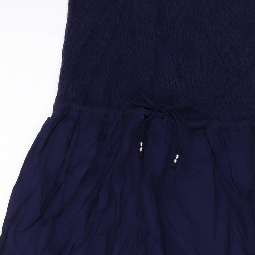 Marks and Spencer Womens Blue Viscose A-Line Size 12 Off the Shoulder Pullover