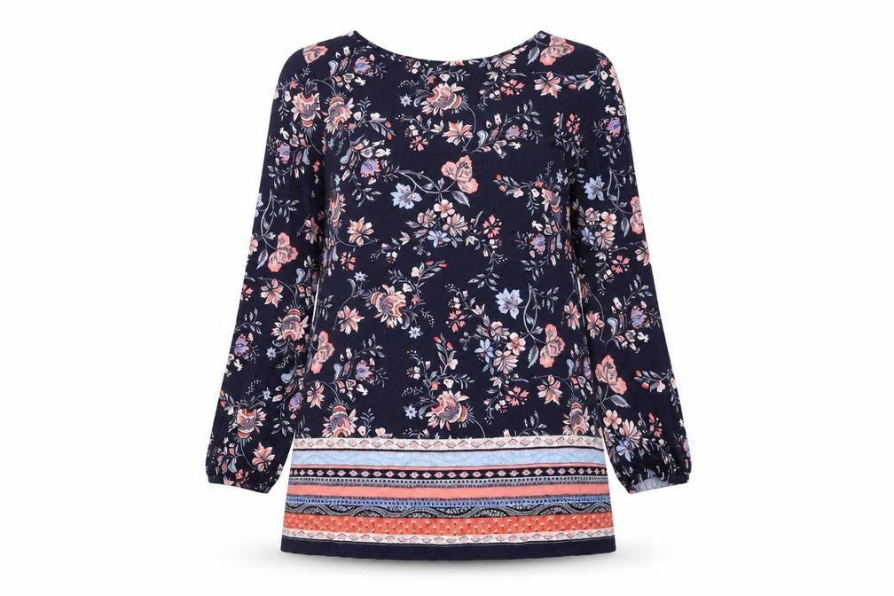 Wallis Womens Multicoloured Geometric Viscose Tunic Blouse Size S Round Neck