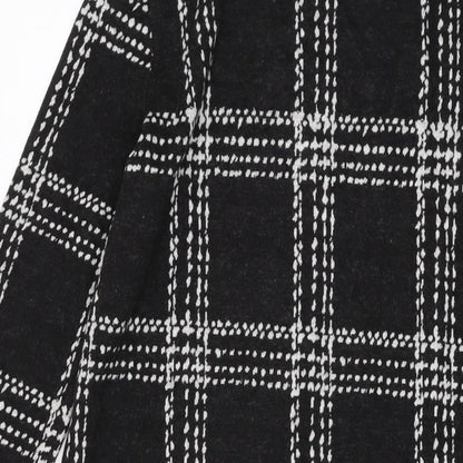 Next Womens Black Plaid Polyester Jumper Dress Size 8 Round Neck Pullover