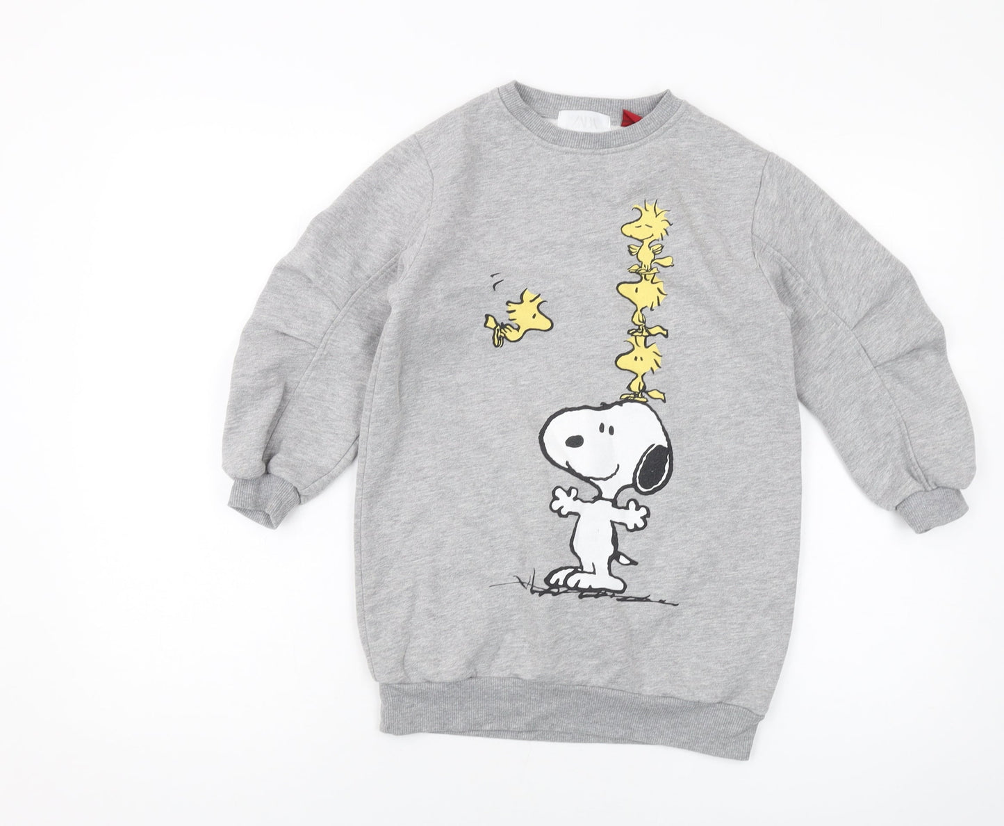 Zara Girls Grey Polyester Pullover Sweatshirt Size 8 Years Pullover