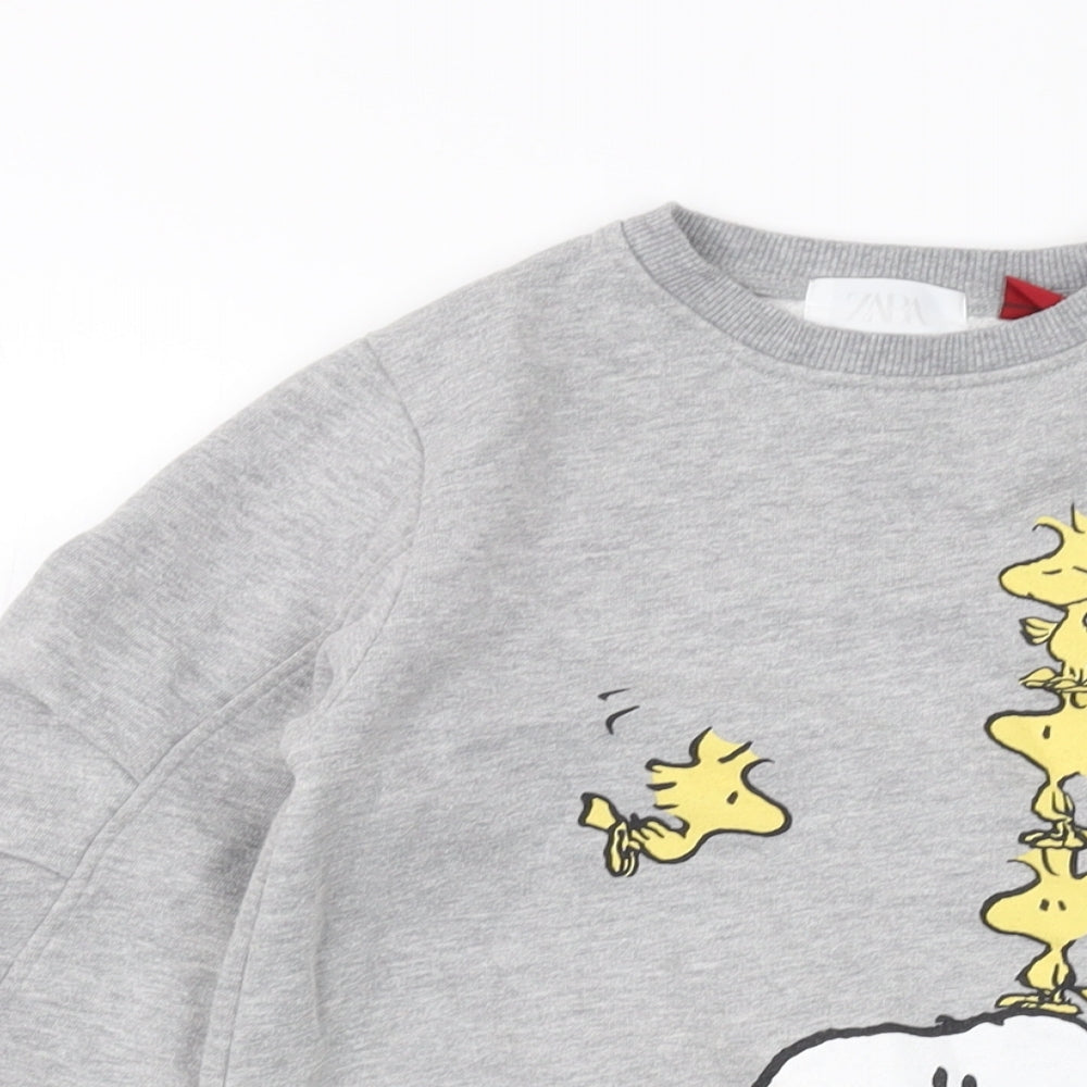 Zara Girls Grey Polyester Pullover Sweatshirt Size 8 Years Pullover