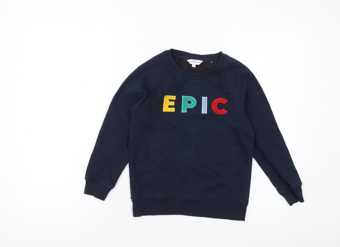 Neon Sheep Boys Blue Cotton Pullover Sweatshirt Size 7-8 Years Pullover