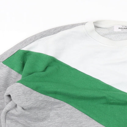 Pull&Bear Mens Grey Polyester Pullover Sweatshirt Size S
